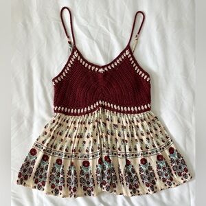 American Rag Crochet Floral Boho Spaghetti Strap Top Size Medium